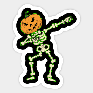 Funny Dabbing Skeleton Pumpkin Halloween Dab Sticker